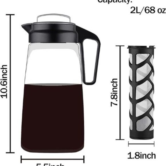 MKTMBT Cold Brew Coffee Maker, Iced Coffee Maker Tea Brewer 2 Qt (68oz/2000ml) - Picture 7 of 7